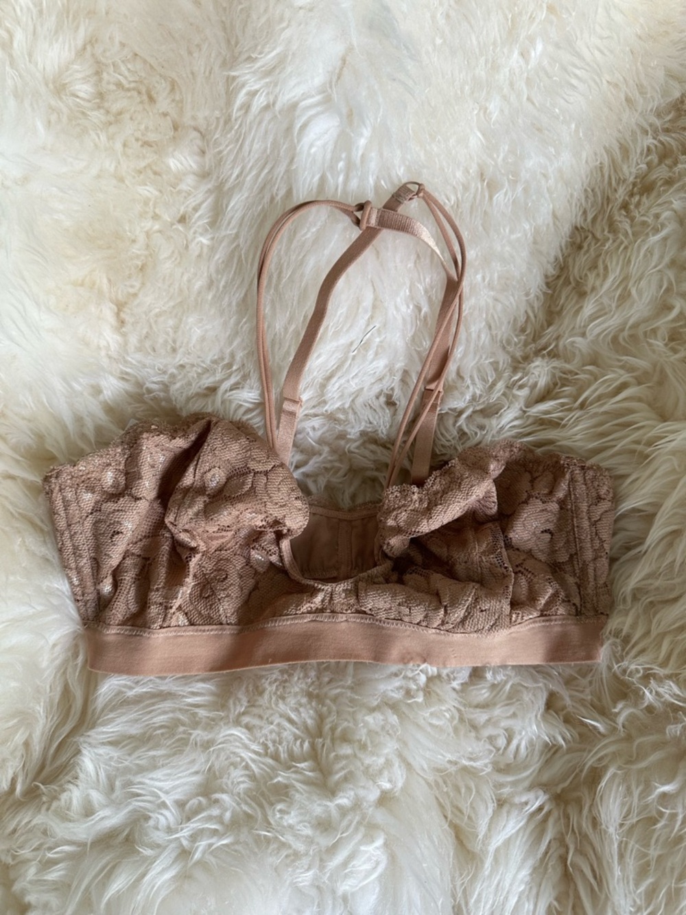 Free People Intimately Nude/Blush Lace Strappy Bralette